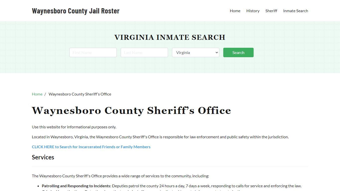 Waynesboro County Sheriff Office, VA, Arrest Warrants Search