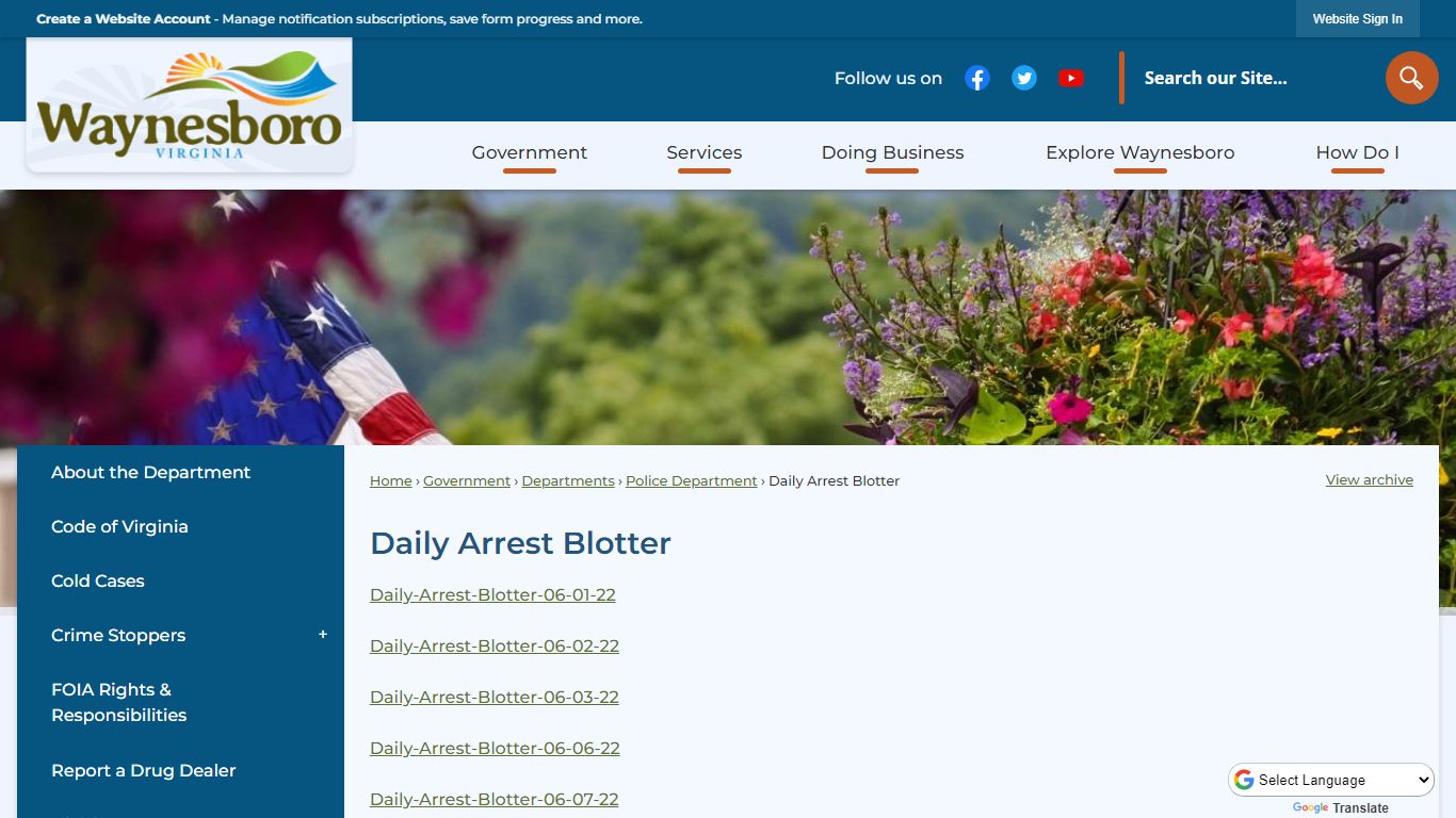 Daily Arrest Blotter | Waynesboro, VA - Official Website